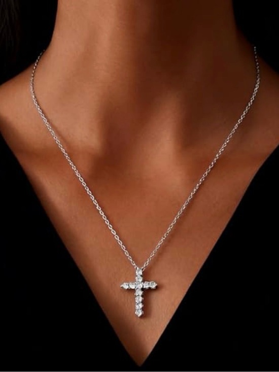 No Brand Jewelry - Stainless Steel CZ Cross Necklace pendant and chain